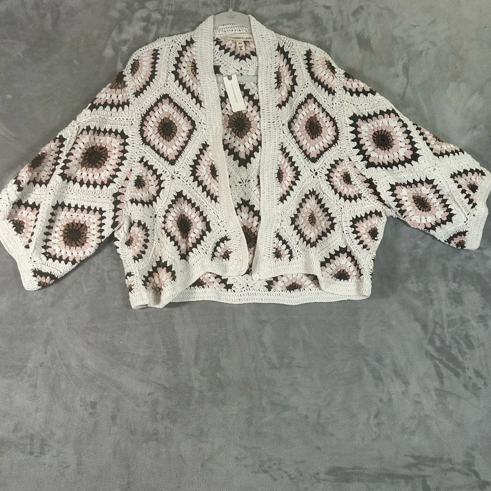 NWT Anthropologie amber crochet cardigan oversized - Picture 4 of 14